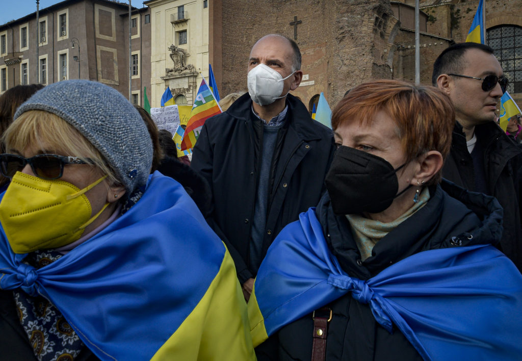 Roma, manifestazione della conunità degli Ucraini cristiani contro l' invasione della Russia in Ucraina