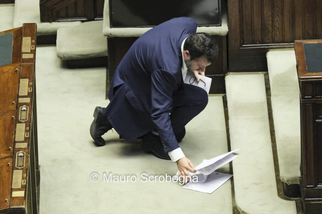 10-05-2023 Roma (Italia) Camera dei Deputati, interrogazioni a risposta immediata - Nella foto: Matteo Salvini Ministro alle Infrastrutture e vicepremier durante il question time