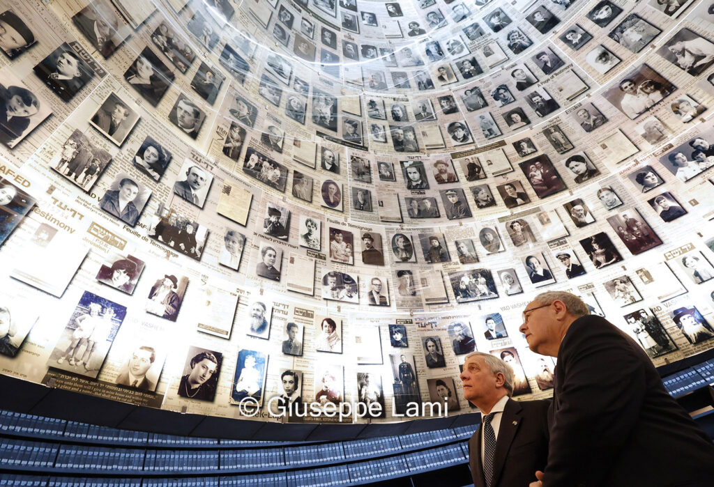 Italy's Minister for Foreign Affairs, Antonio Tajani, visit the Hall of Names at the Yad Vashem Holocaust memorial museum on occasion of his mission in Israel, Jerusalem, Israel, 13 March 2023